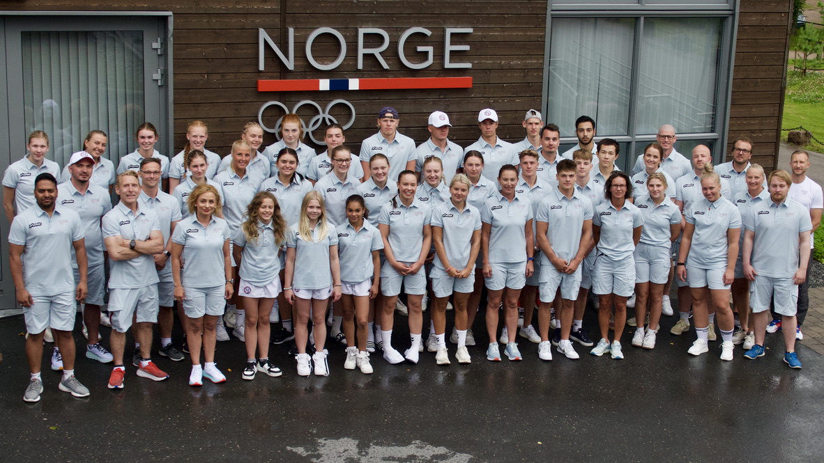 Den norske troppen er på precamp på Olympiatoppen før avreise til EYOF. Foto: Kristin Bentdal Larsen